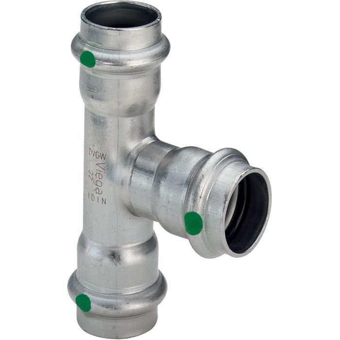 VIEGA Sanpress Inox თანაბარი სამკაპი 22 x 22 x 22 mm, უჟანგავი ფოლადი, საპრესი, Art. 435875