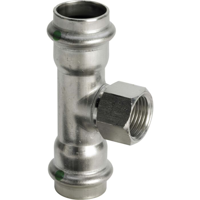 VIEGA Sanpress Inox სამკაპი 28 x 1/2" x 28 mm, უჟანგავი ფოლადი, საპრესი x შიდა ხრახნი, Art. 437190